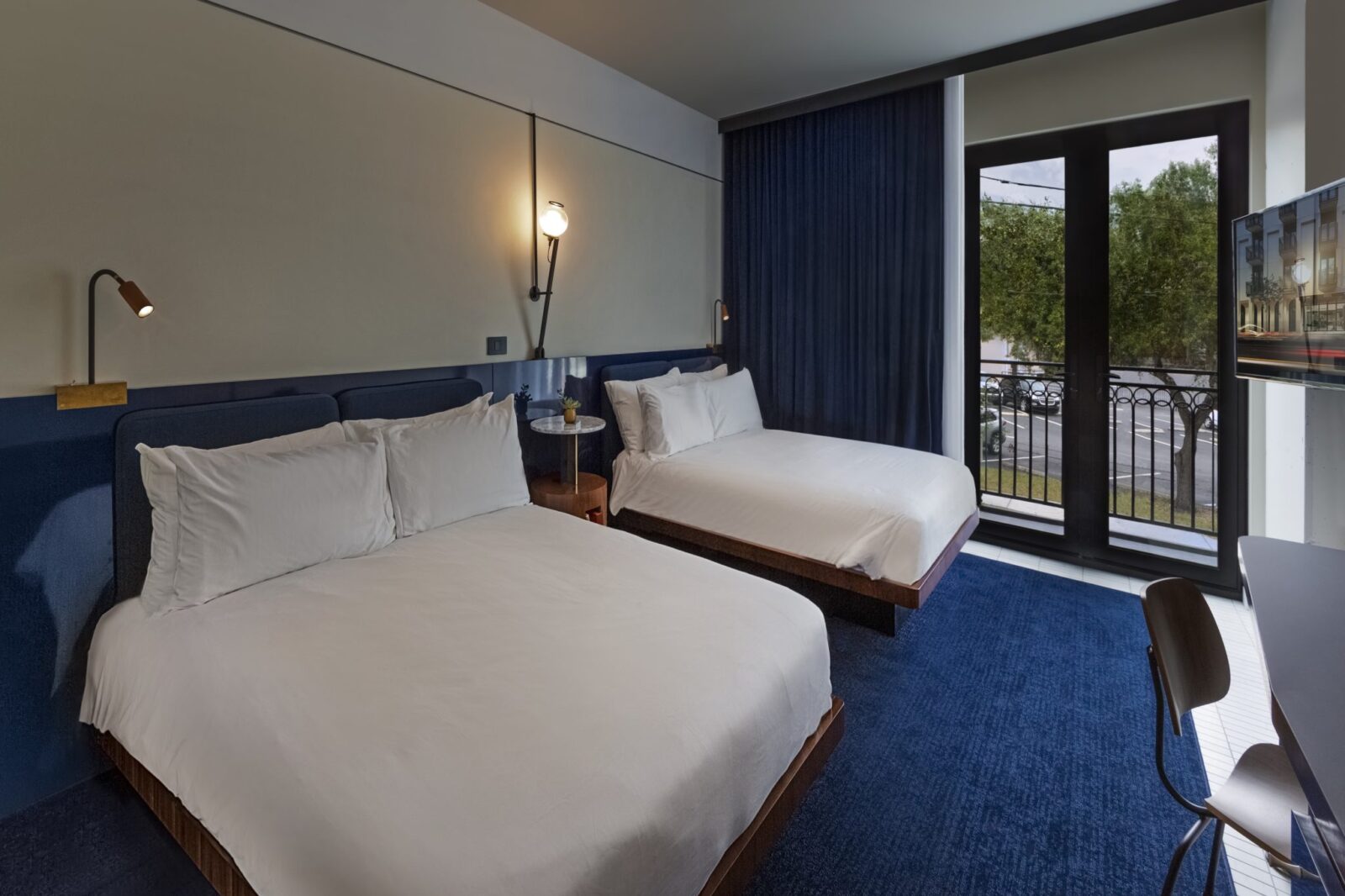 Room with a balcony at our hotel in downtown Tampa, FL