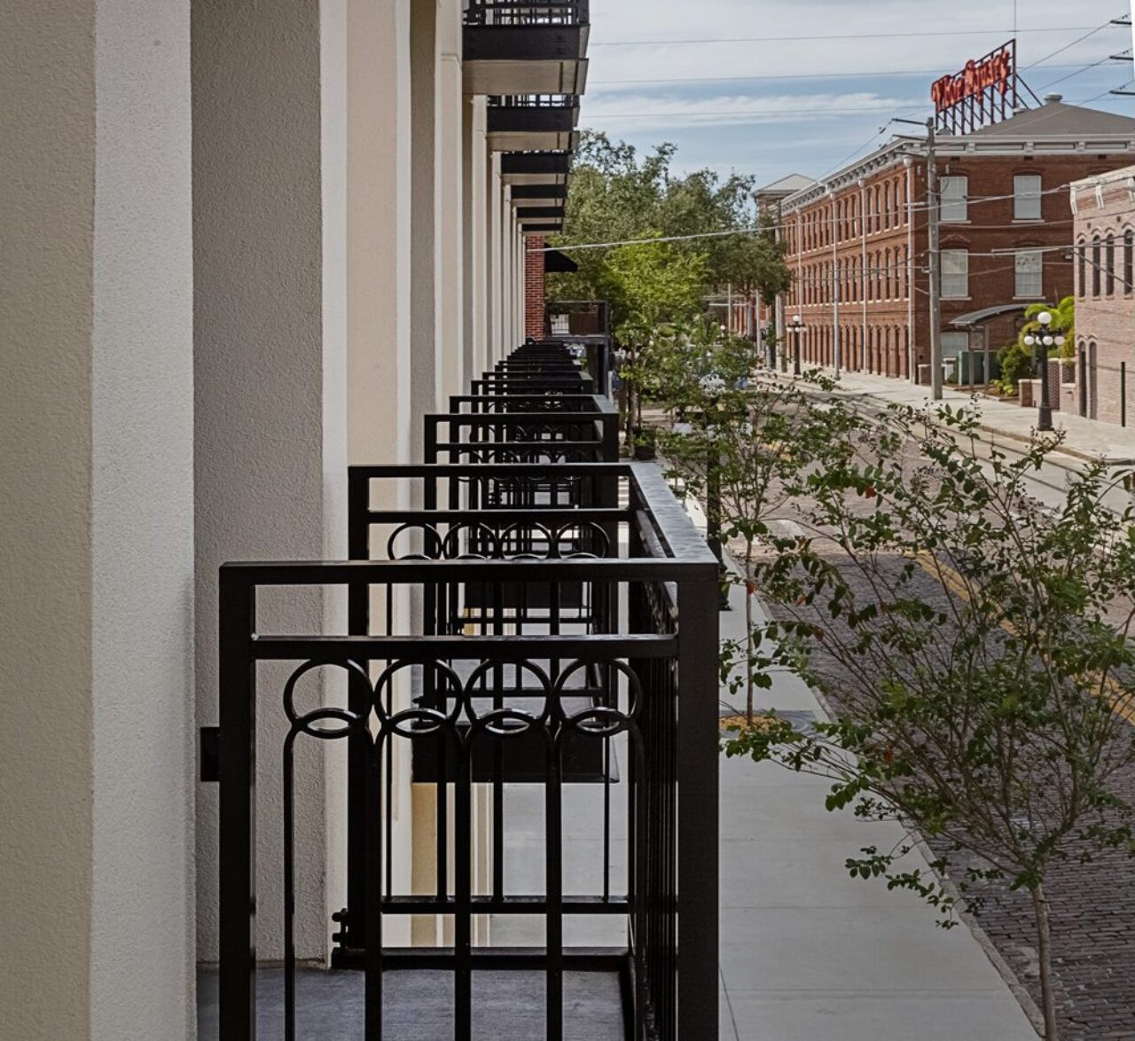 Row of balconies at our boutique hotel in Tampa, FL