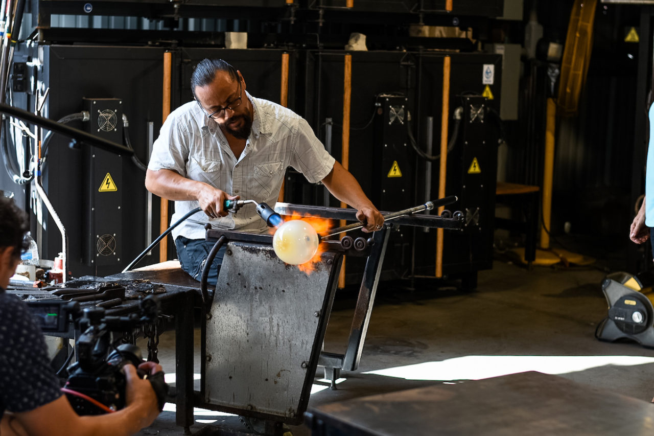 Man blowing glass near our hotel in the Tampa/Ybor historic district