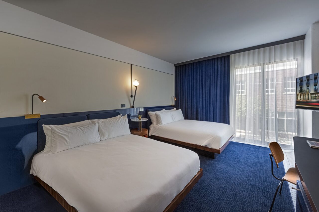 Two queen beds at our hotel in Tampa's Ybor historic district